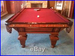 Desirable Late 1800's/Victorian Period 9' Antique Brunswick Billiards Table