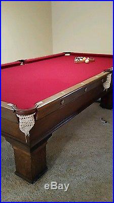 Early 1900's antique pool table With Balls & Cover