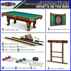 EastPoint Sports 90 Westford Pool Table with Dartboard & Cabinet Darts Pool Ball