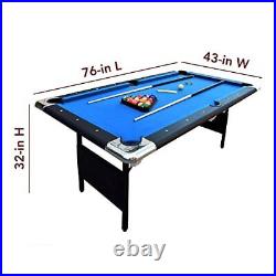 Fairmont Portable 6-Ft Pool Table for Families with Easy Folding Storage Blue