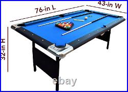 Fairmont Portable 6-Ft Pool Table for Families with Easy Folding for Storage, In