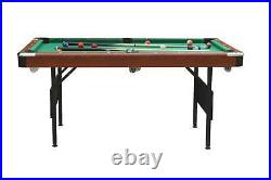Folding Pool Table, Portable Billirad Table, Space-Saving Family Indoor Game Table