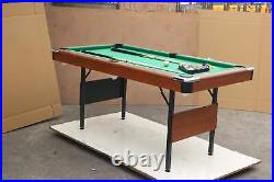 Folding Pool Table, Portable Billirad Table, Space-Saving Family Indoor Game Table