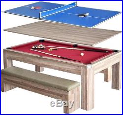 Game Room 7 Foot Pool Table Ping Pong Table Combo Set W Benches Billiard Table
