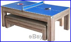 Game Room 7 Foot Pool Table Ping Pong Table Combo Set W Benches Billiard Table