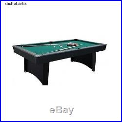 Game Room Pool Table Set Billiards Table 7 ft Cue Rack Balls Scratch Resistant