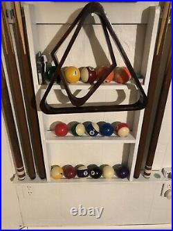Gandy 8 Wood Pool Table, Balls And Cues