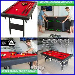 GoSports 6ft or 7ft Billiards Table Portable Pool Includes Full Red