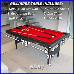 GoSports 6ft or 7ft Billiards Table Portable Pool Includes Full Red