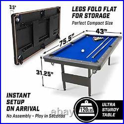 GoSports 6ft or 7ft Billiards Table Portable Pool Table Includes Full Set of
