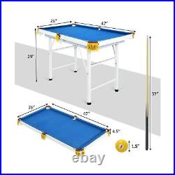 Goplus 47/48'' Folding Pool Table, Mini Pool Game Table with 2 Cue