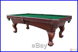 Green Top 8' Slate Pool Table Ball & Claw Feet In Cherry, Accessory Kit Included