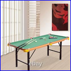 HOMCOM Portable Folding Billiards Game Pool Table 55'' with/ Cues Ball Rack Brush