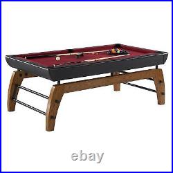 Hall Of Games Indoor 7-Ft Modern Industrial Billiard Table And Accessories