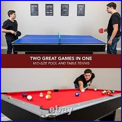 Hathaway Maverick 7-foot Pool and Table Tennis Multi Game with Red Felt and Blue