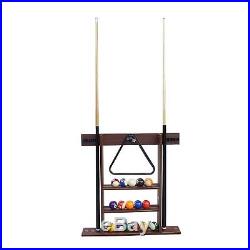 Home Pool Table Family Game Room Billiard Set Balls Cues Brush Wall Mounted Rack