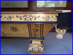 Inlayed 1890s antique brunswick billiards pool table