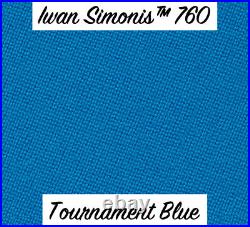 Iwan Simonis 760 Worsted Tournament Blue Pool Table Felt Cloth Choose Your Size