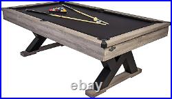 Kirkwood 90 Billiard Table with Rustic Finish, K-Shaped Legs and Black Cloth, B