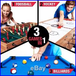 Lancaster 48 3 in 1 Pool Billiard Slide Hockey Foosball Combo Arcade Game Table