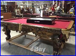 Lion Monarch Carved Pool Table 8Ft Slate Top Professional Billiards Game