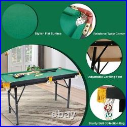 Lonabr 55 Folding Pool Table Home Gym Billiard Game Desk Balls Cues Brush Chalk