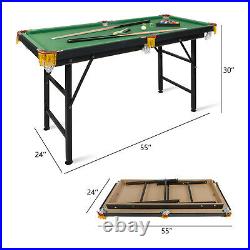 Luckyermore 55 Kids Folding Portable Billiard Table Pool Game Accessories Gift