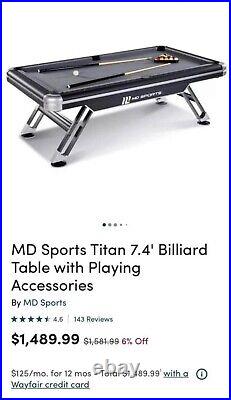MD SPORTS Titan 7.5 ft. Pool Table