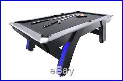 Modern 7.5' Indiglo Blue LED Lighted Pool Table Billiard withAccessories Game Room