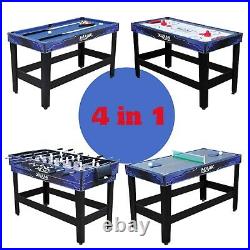 Multi Game Arcade Pool Table 54'' 4-In-1 Combo Billiards Hockey Tennis Foosball