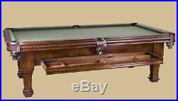 NEW 8 FT RAMSEY POOL TABLE with STORAGE DRAWER ANTIQUE WALNUT FINISH