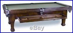 New 8' Ramsey Slate Pool Table with Hidden Storage Drawer Antique Walnut Finish
