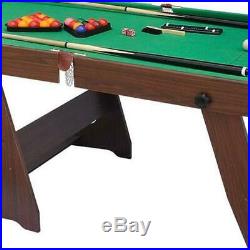 New Indoor Outdoor 6FT Snooker Table Folding Pool Green Cue Balls Fun Games Set