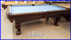 New Lincoln 8' Slate Pool Table with Antique Walnut Finish for Billiards