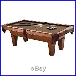 New Pool Table 7' Brown Wool Cloth Top Cue Billiard Balls Indoor Games Furniture