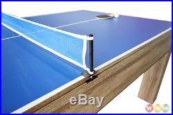 Newport 7-ft Table Tennis & Billiards Combo With Bench In Driftwood Finish