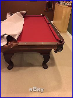 Olhausen 8' Americana Pool Table Burgundy Felt Top Excellent Condition