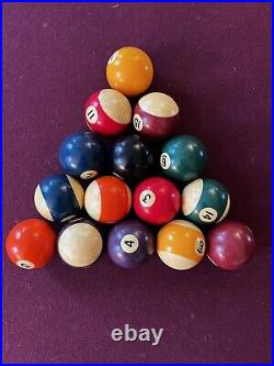 Olhausen 8' Pool Table with Cues Pocket Balls Triangle Cue Stands Leather Cover GD