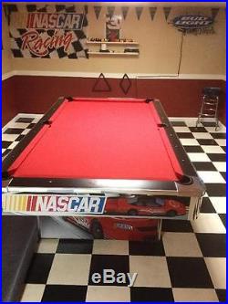 Olhausen 8 foot Nascar Slate Pool Table w Cover Billiards Cue Sticks Pool Balls