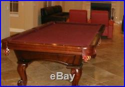 Olhausen 8' slate pool table, with cues and accessories including cover