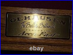 Olhausen Pool Table 8 Foot Slate Red Felt Golden Oak Wood Ball & Claw Feet
