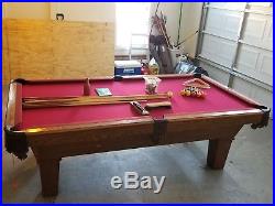 Olhausen Pool Table Set Cues Balls Chalk Triangle Brush and Cue Rack
