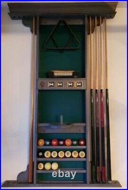 Olhausen Pool Table, Table Light, Cue Rack and Dart Board Cabinet
