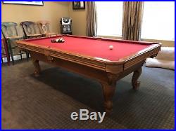 Olhausen Pool Table, wall rack, brand name cues, and all accessories