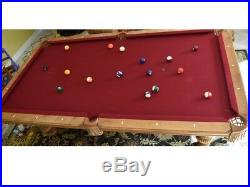 Olhausen, Pool table billiard 8 ft, three piece slate with accessories, red felt
