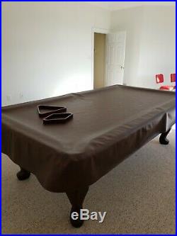 Olhausen pool table, 44 bumper to bumper, Q sticks, racks, stand, balls, cover