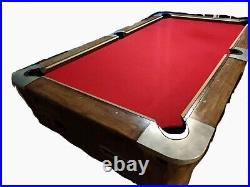 One Piece Slated Custom Cedar Pool Table. 8ft. 1950's Valley Red Champion Felt