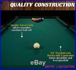 PALLET Barrington 90 Ball & Claw Leg Pool Table with Cue Rack + Dartboard Set