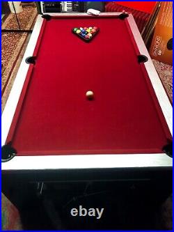 POOL TABLE HATHAWAY Black and Red Silver Trim chrome-plated corner caps