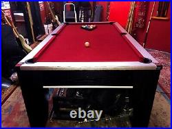 POOL TABLE HATHAWAY Black and Red Silver Trim chrome-plated corner caps